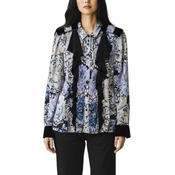 Coach 1941 Kaffe Fassett Pleated Ruffle Blouse - Picture 1 of 14